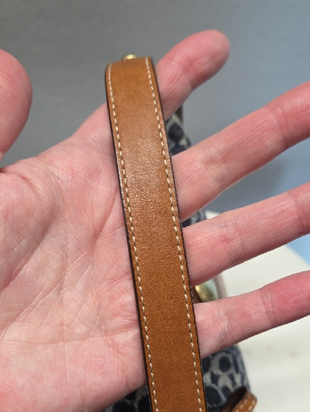 Coach Blue Denim Signature Canvas Mini Bag with Brown Leather Trim - Picture 5 of 7